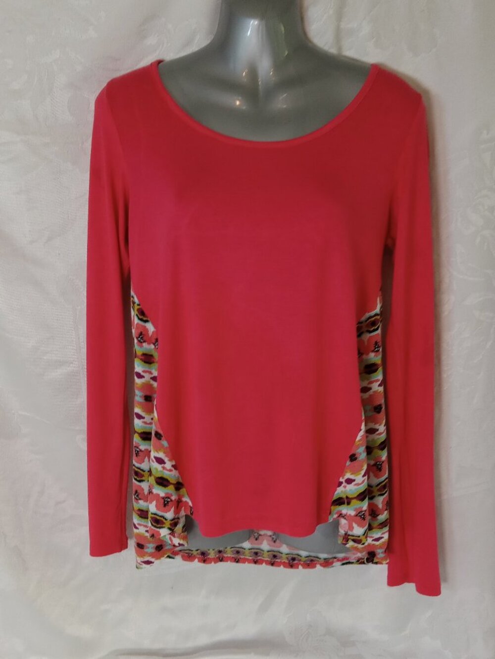 SEL-FEE Cotton Jersey Knit Shirt Women's Sz M Pink Y2K Scoop Neck Boho Tunic
